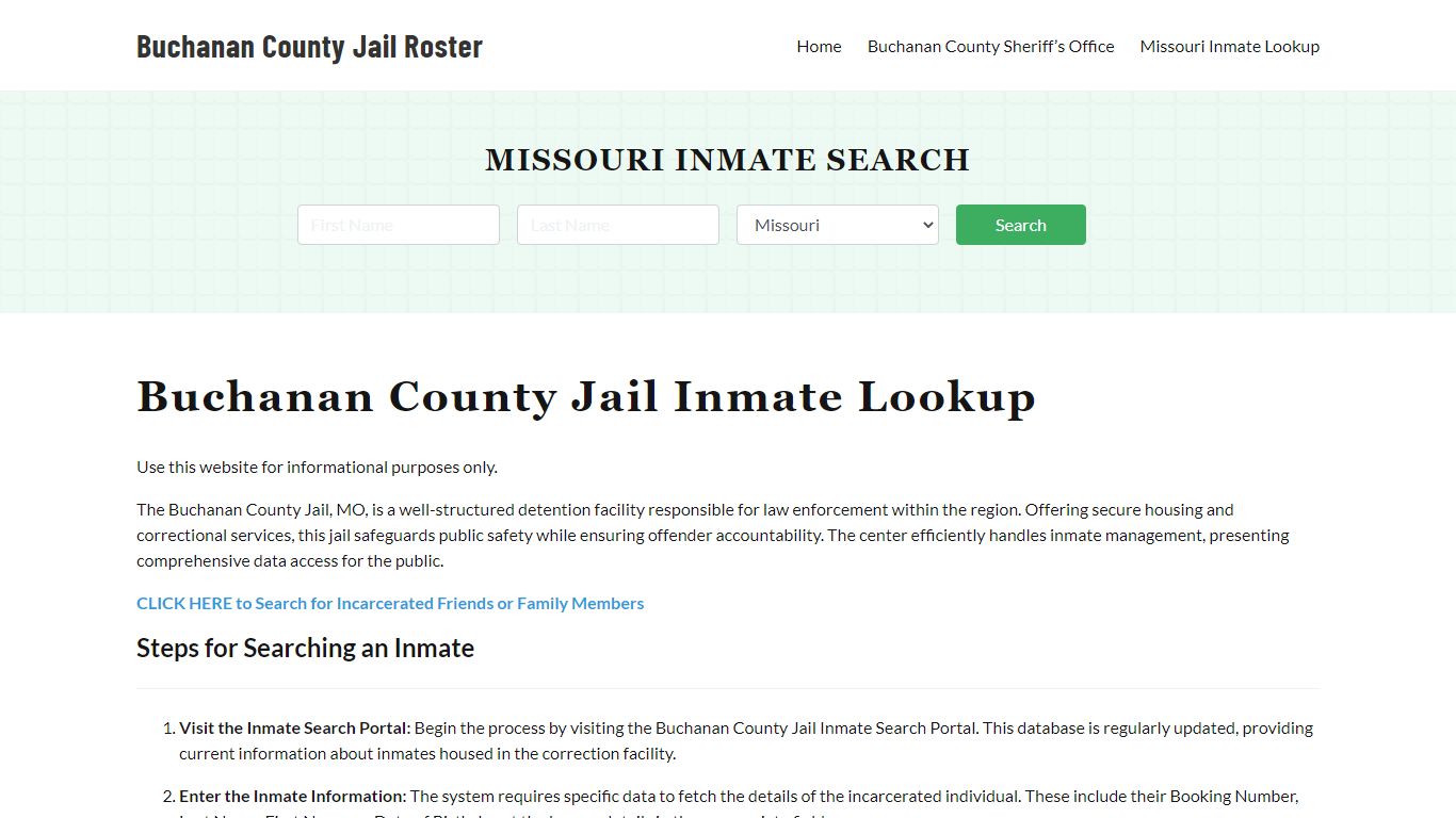 Buchanan County Jail Roster Lookup, MO, Inmate Search